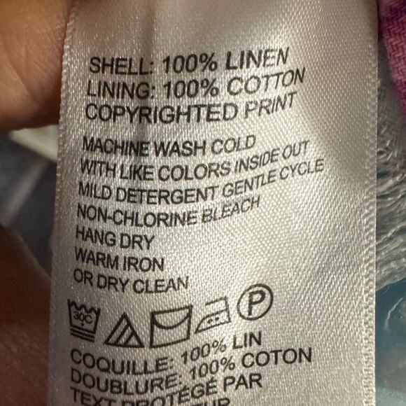 ТОММУ ВАНАМА Florencia Floral Linen Shift Dress Fringe Size Large Multicolored - Picture 9 of 9